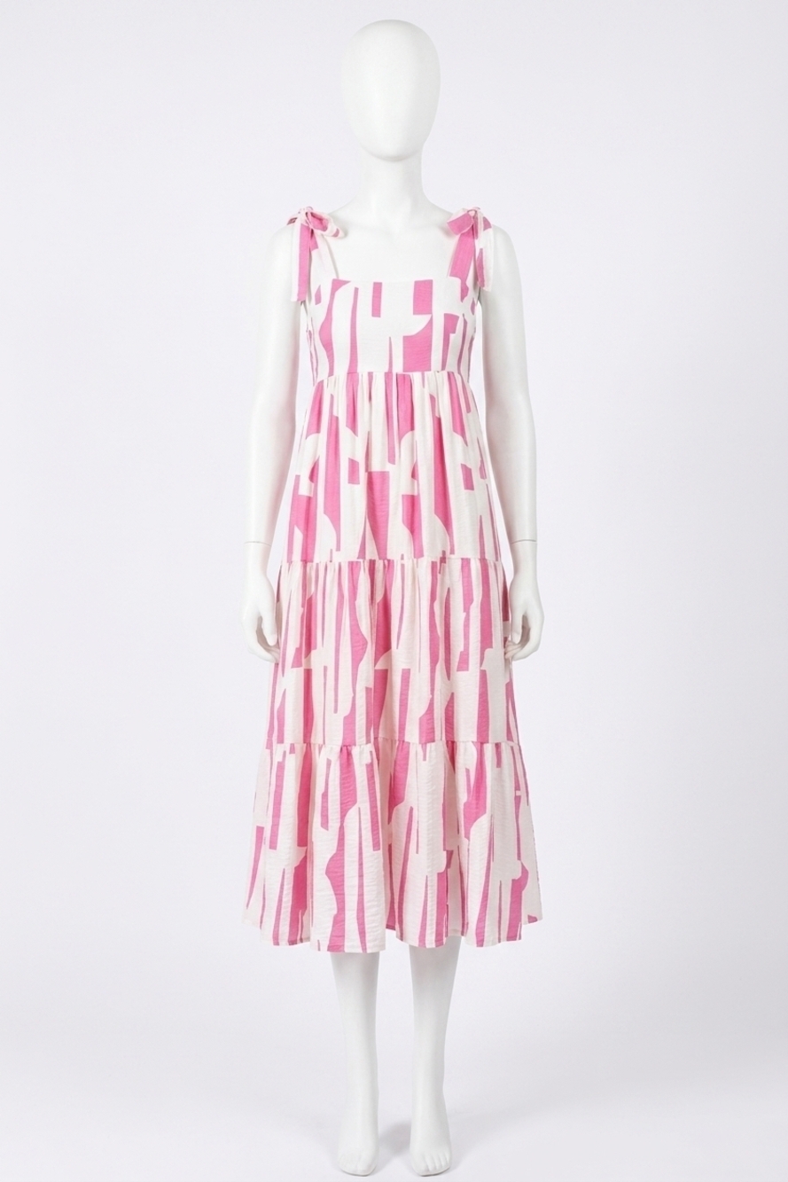 NEW BLU PEPPER abstract midi dress in fuchsia